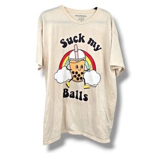 UNTAMEDEGO‎ Suck My Balls Boba Tea Graphic T-Shirt Men's XL Short Sleeve
